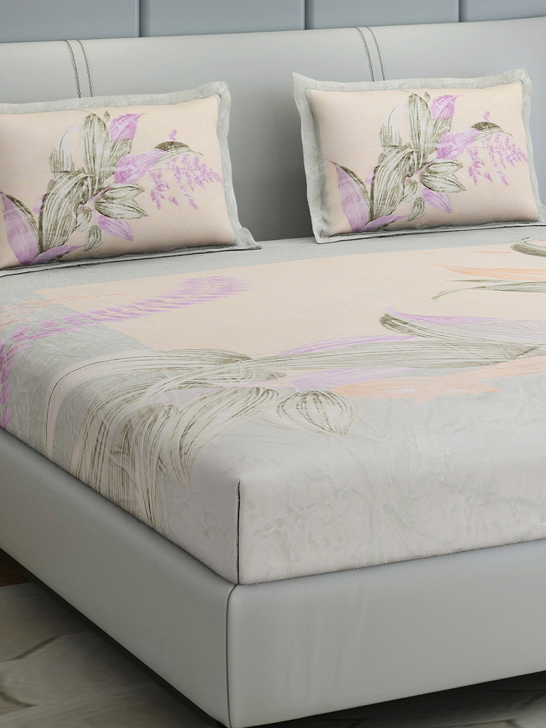 331 GSM 100% Polyester Double Bed 1 Bedsheet with 2 Pillow Cover (Miranda)