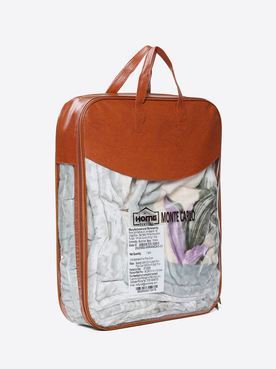 331 GSM 100% Polyester Double Bed 1 Bedsheet with 2 Pillow Cover (Miranda)