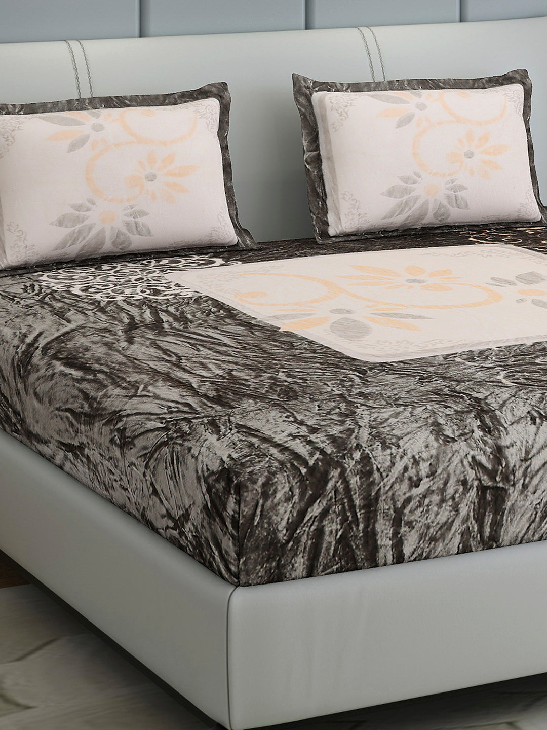 331 GSM 100% Polyester Double Bed 1 Bedsheet with 2 Pillow Cover (Miranda)