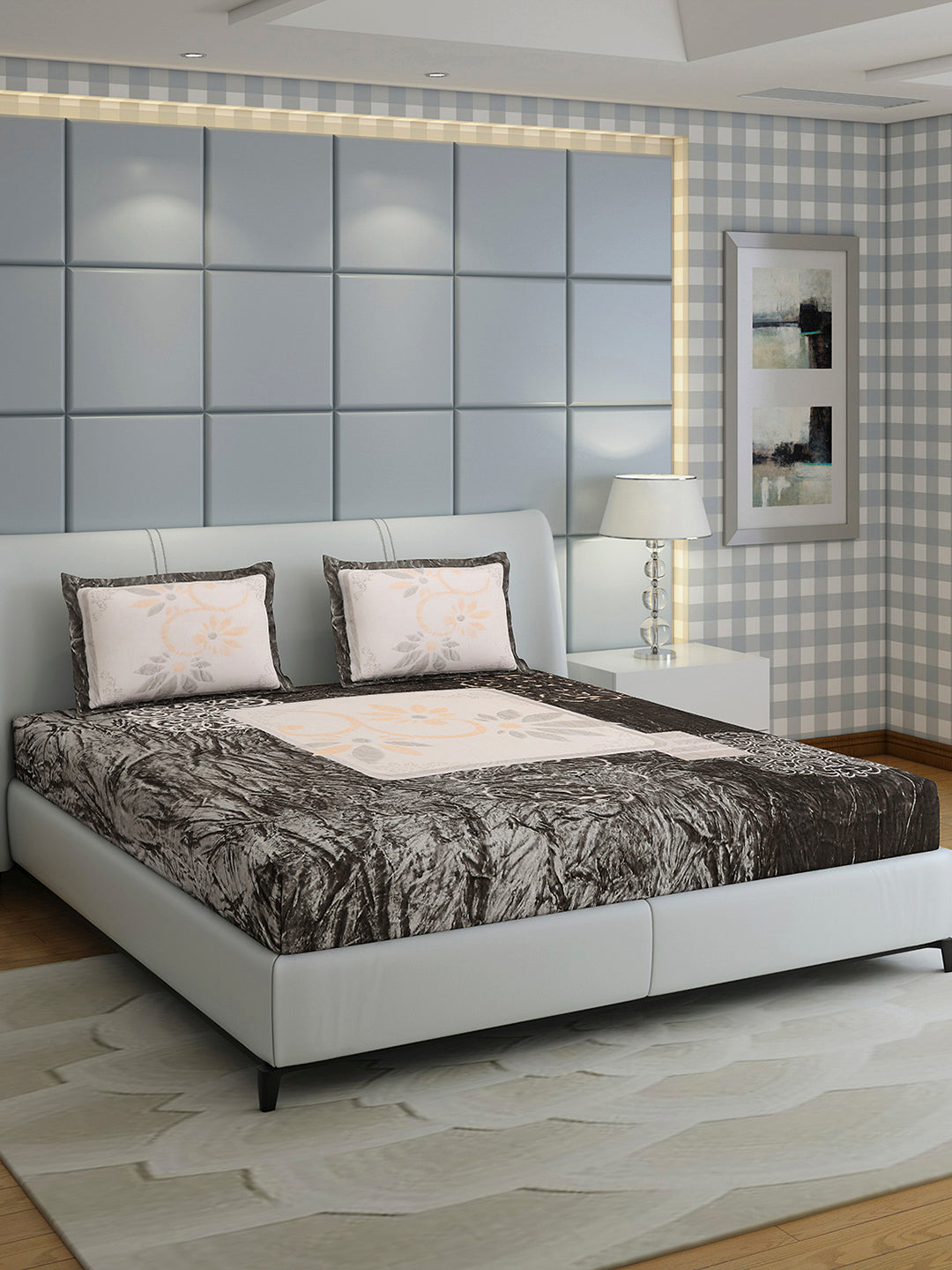 331 GSM 100% Polyester Double Bed 1 Bedsheet with 2 Pillow Cover (Miranda)