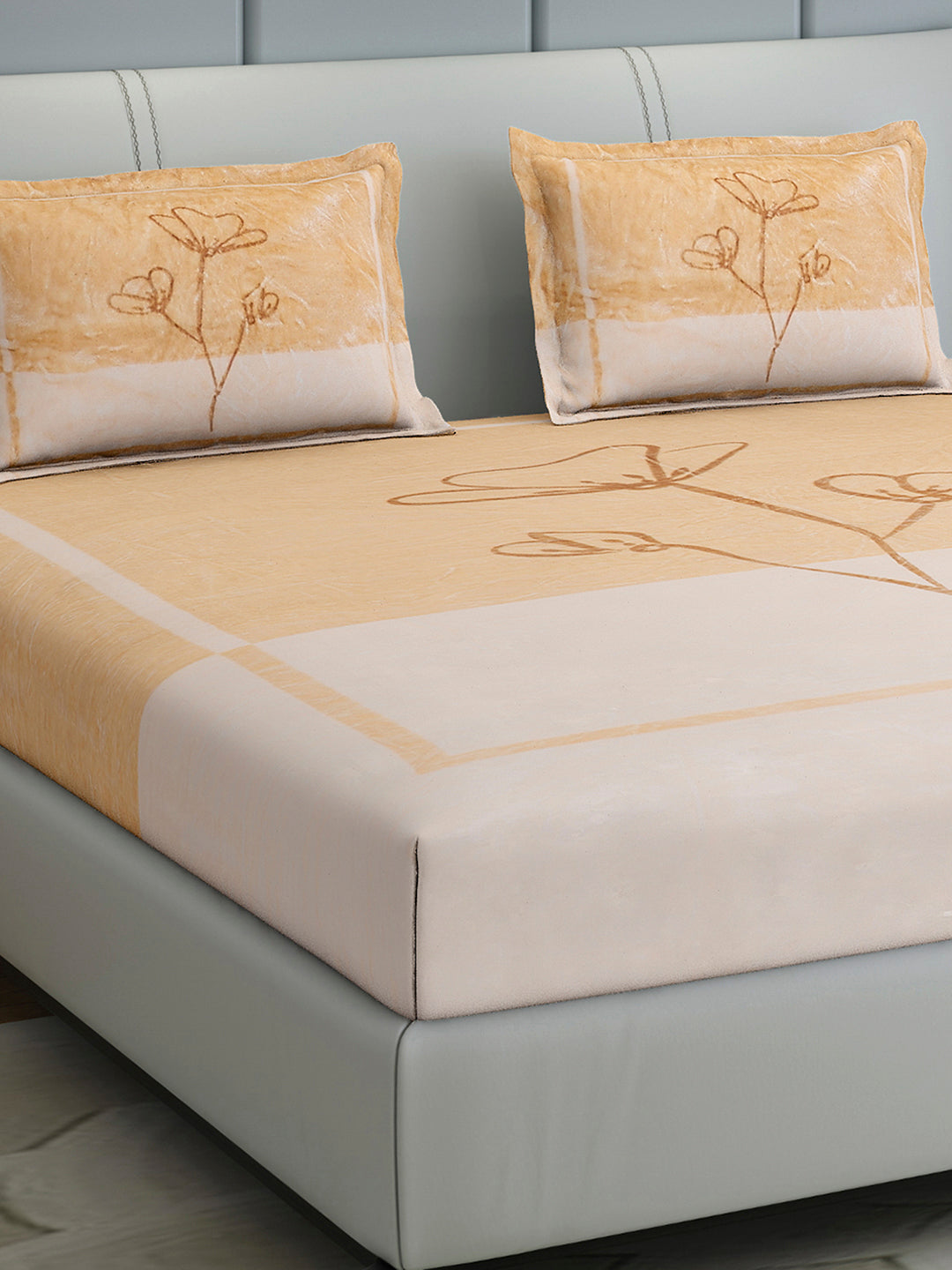 331 GSM 100% Polyester Double Bed 1 Bedsheet with 2 Pillow Cover (Miranda)