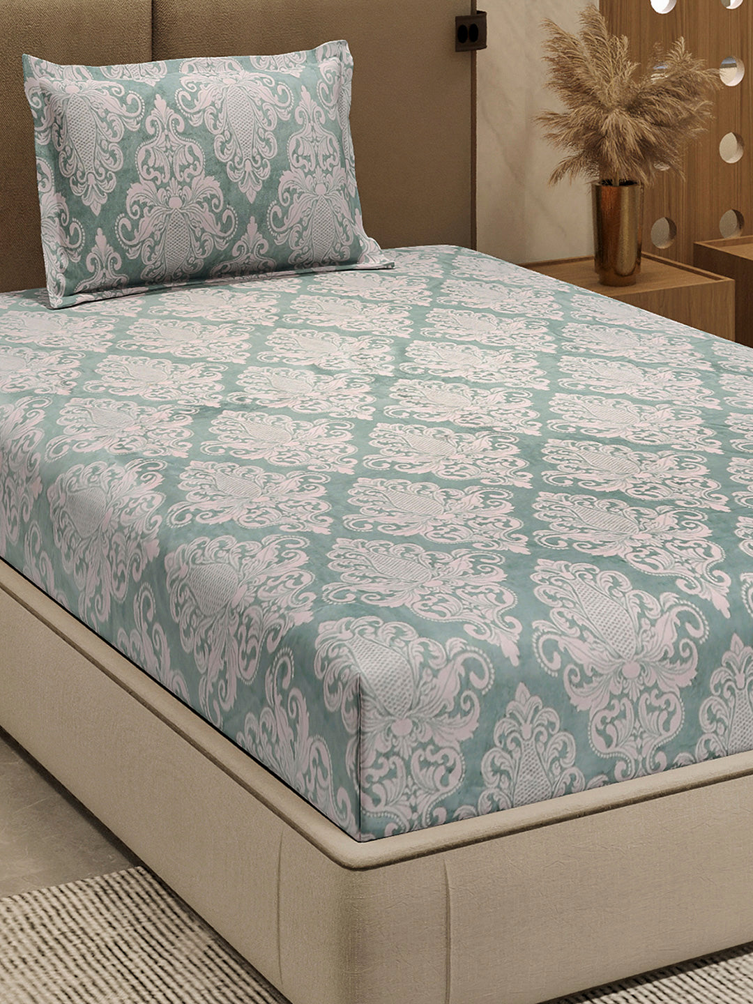 264 GSM 100% Polyester Single Bed 1 Bedsheet with 1 Pillow Cover (Nixie Piece)