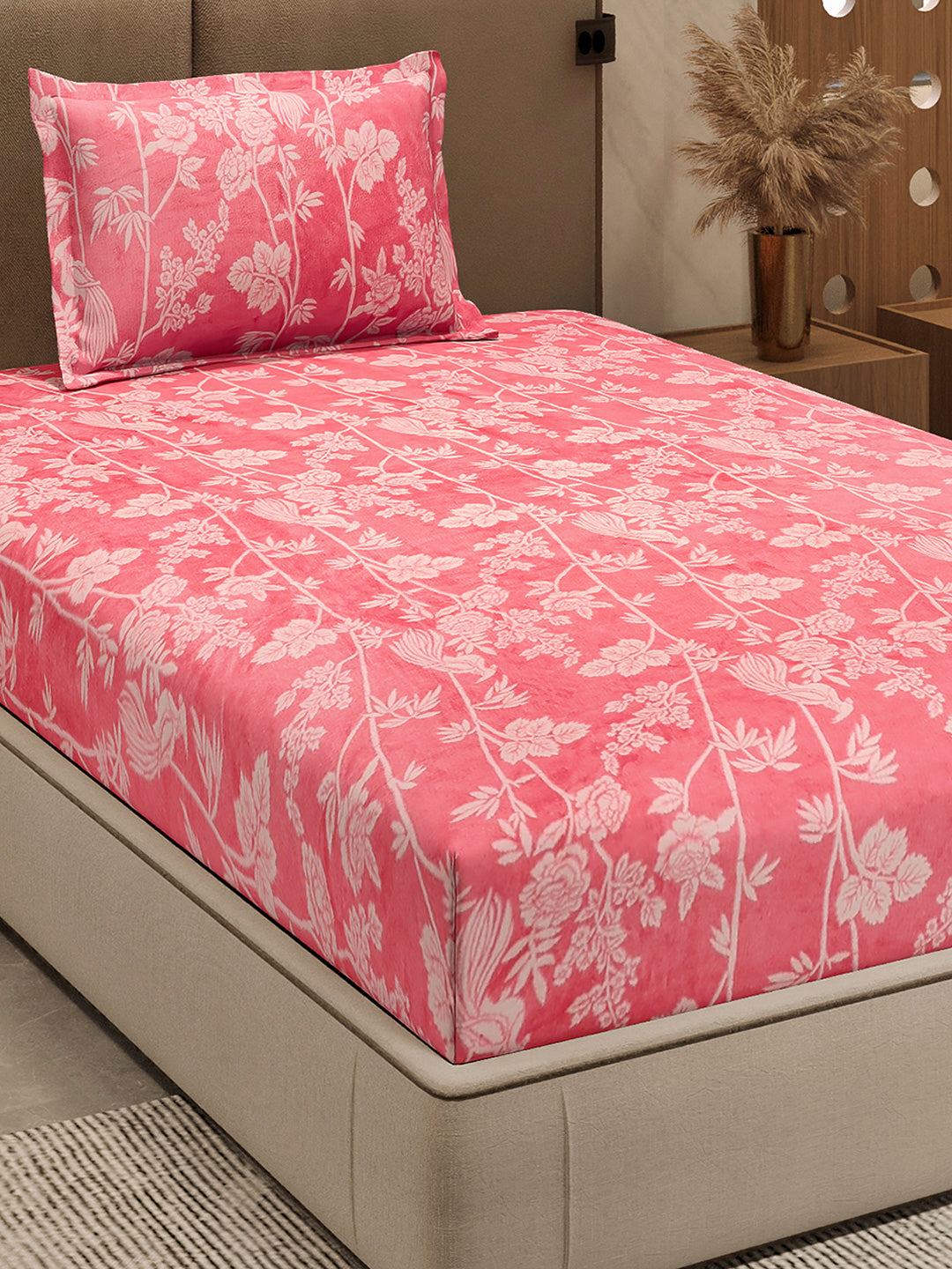 264 GSM 100% Polyester Single Bed 1 Bedsheet with 1 Pillow Cover (Nixie Piece)