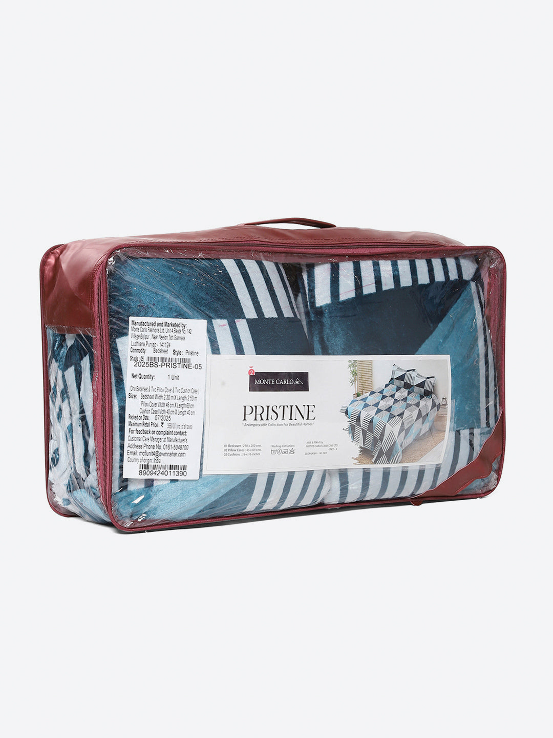 487 GSM Polyester Double Bed 1 Bedsheet, 2 Pillow Cover & 2 Cushion Case (Pristine 4 Pcs Set)