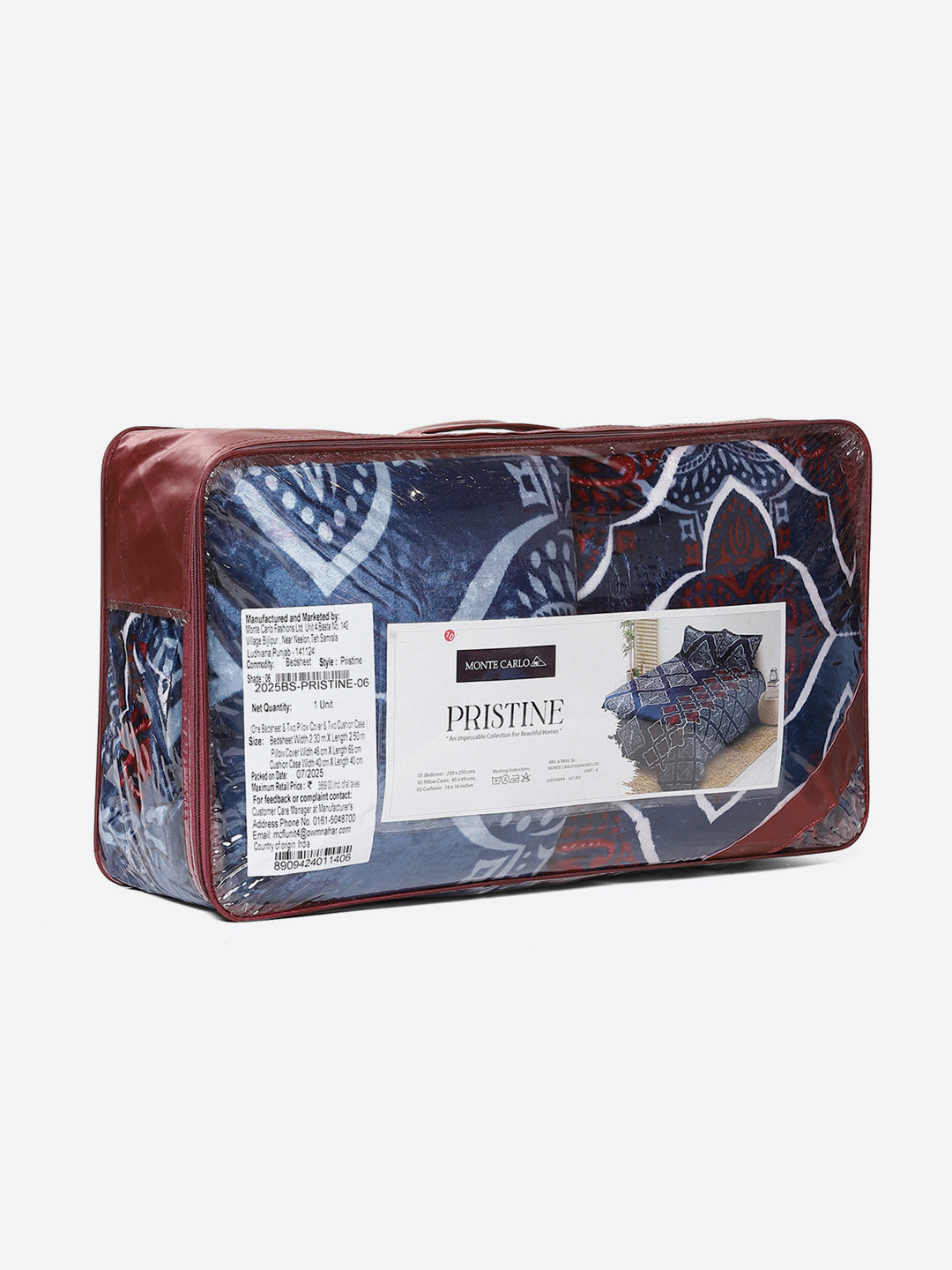 487 GSM 100% Polyester Double Bed 1 Bedsheet, 2 Pillow Cover & 2 Cushion Case (Pristine 4 Pcs Set)