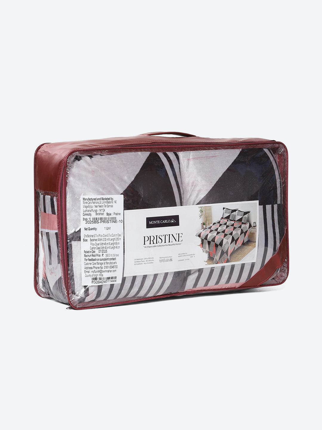 487 GSM 100% Polyester Double Bed 1 Bedsheet, 2 Pillow Cover & 2 Cushion Case (Pristine 4 Pcs Set)