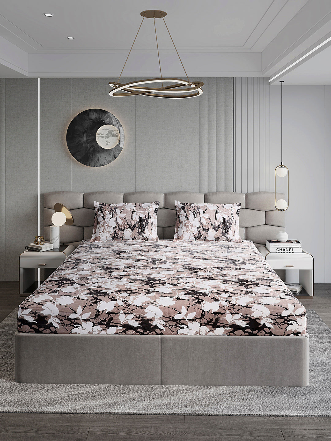 371 GSM 100% Polyester King Bed 1 Bedsheet with 2 Pillow Cover (Rubina King)