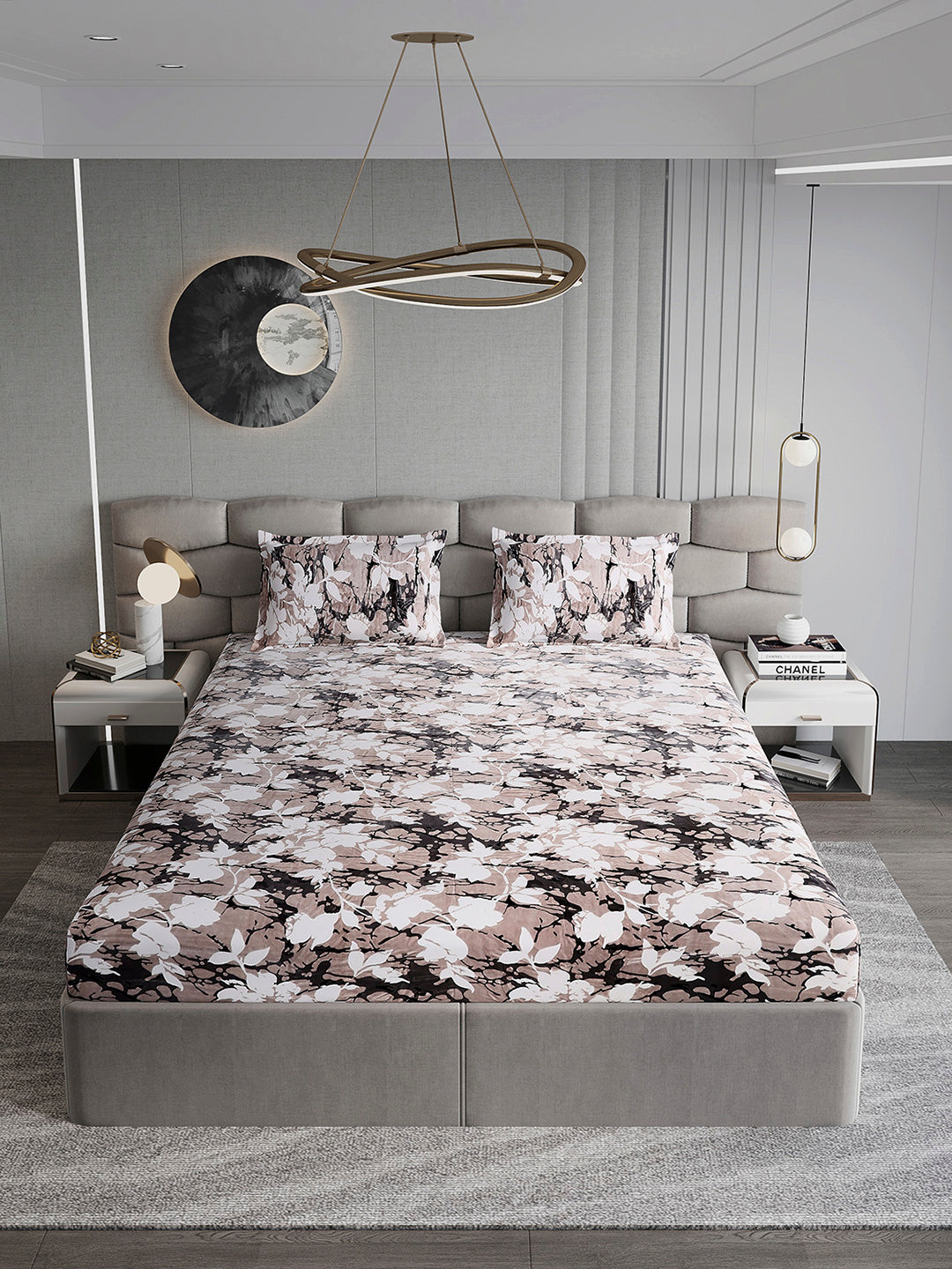 371 GSM Polyester King Bed 1 Bedsheet with 2 Pillow Cover (Rubina King)