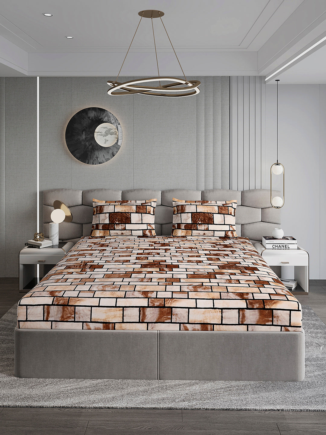 371 GSM 100% Polyester King Bed 1 Bedsheet with 2 Pillow Cover (Rubina King)