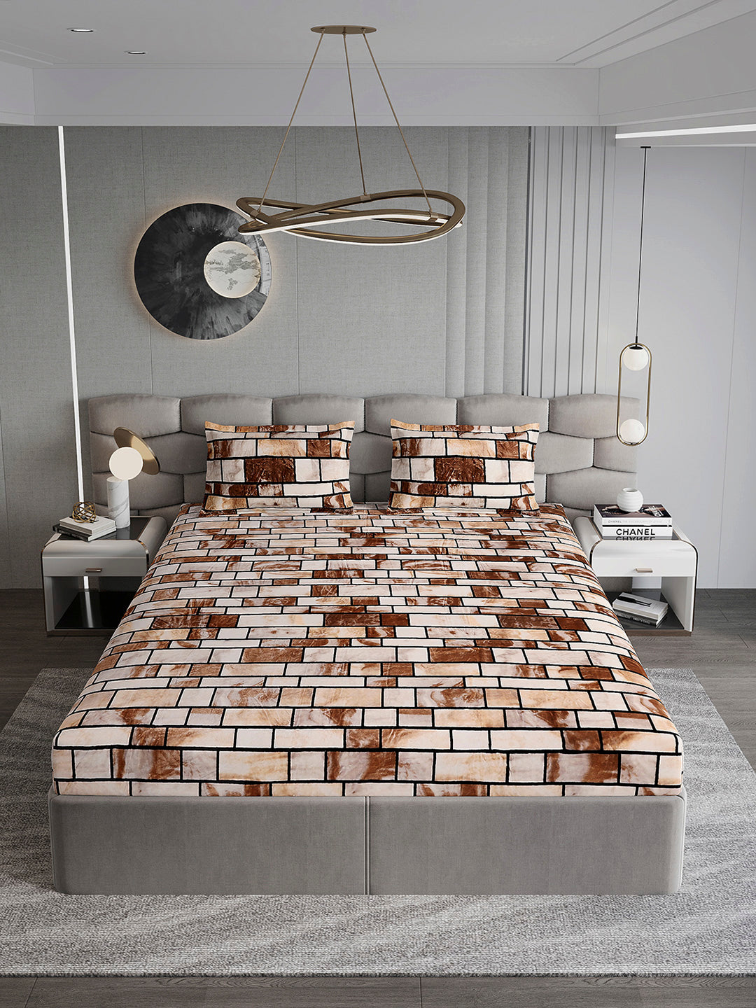 371 GSM 100% Polyester King Bed 1 Bedsheet with 2 Pillow Cover (Rubina King)