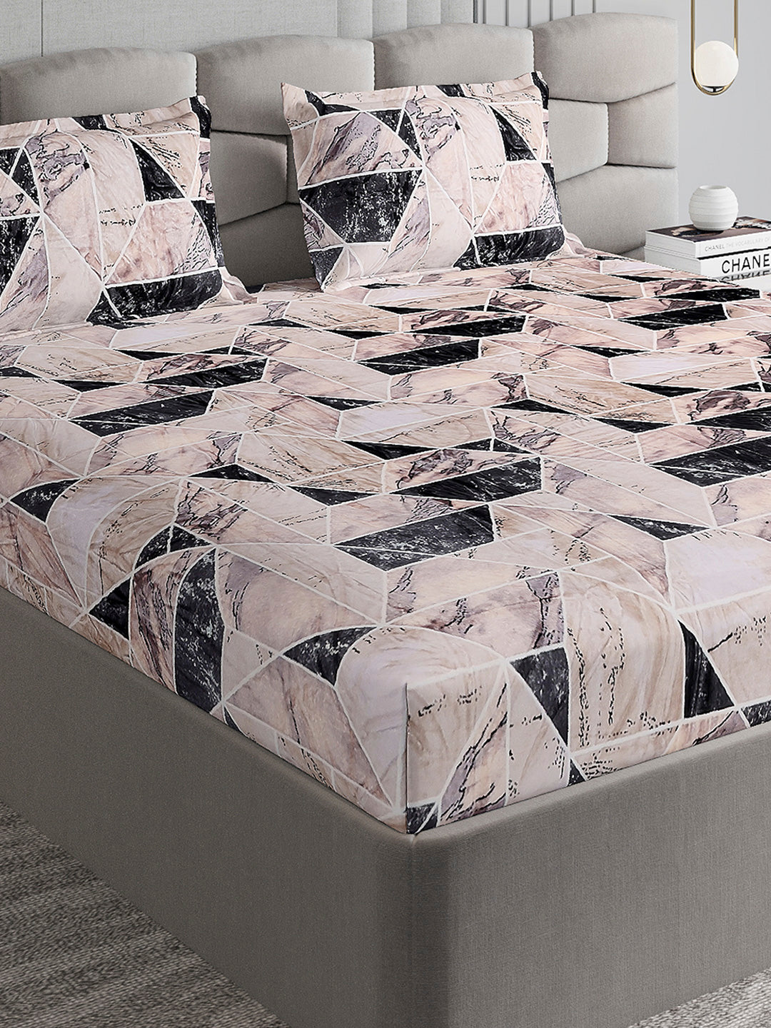 371 GSM 100% Polyester King Bed 1 Bedsheet with 2 Pillow Cover (Rubina King)