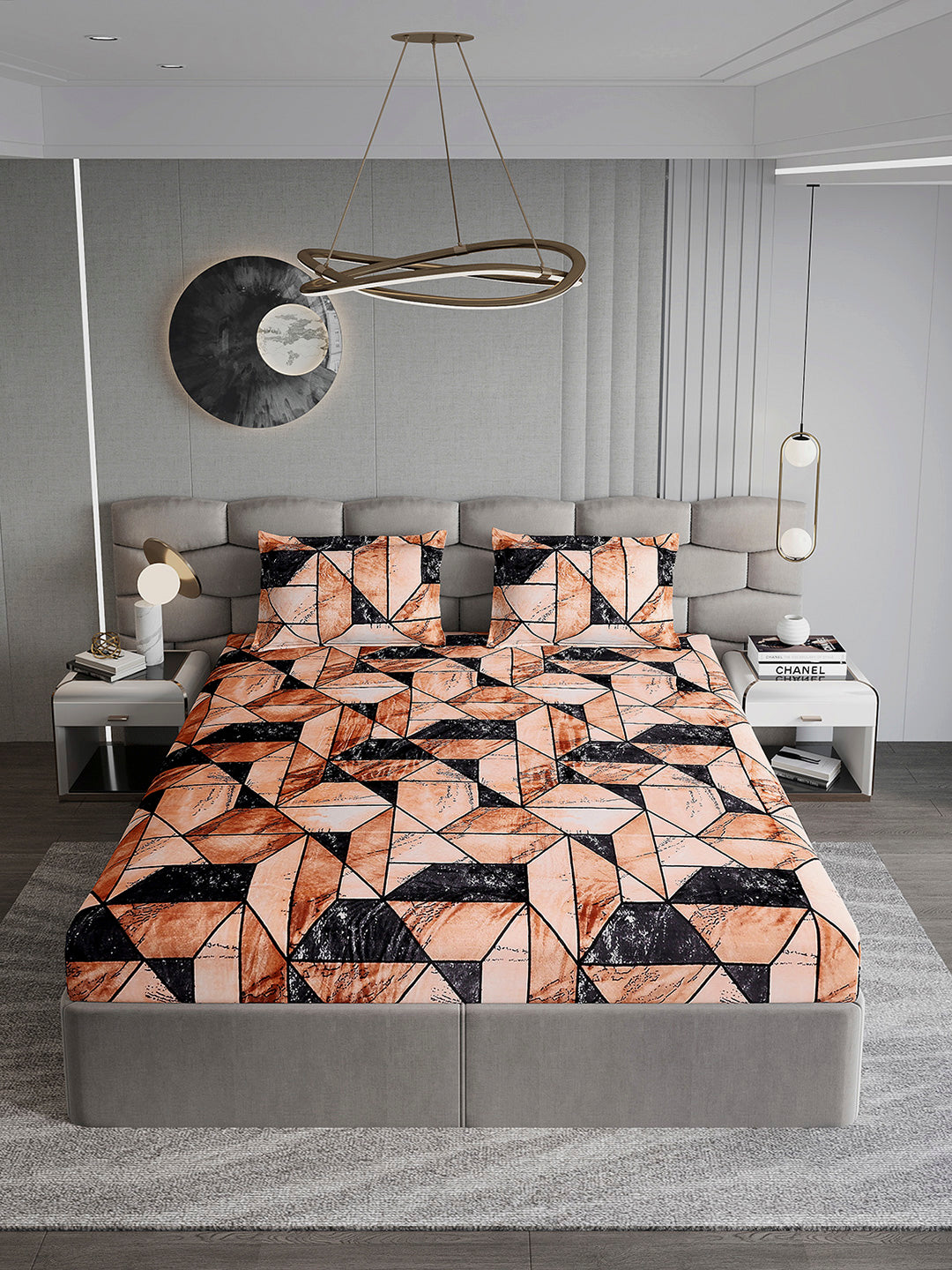 371 GSM Polyester King Bed 1 Bedsheet with 2 Pillow Cover (Rubina King)