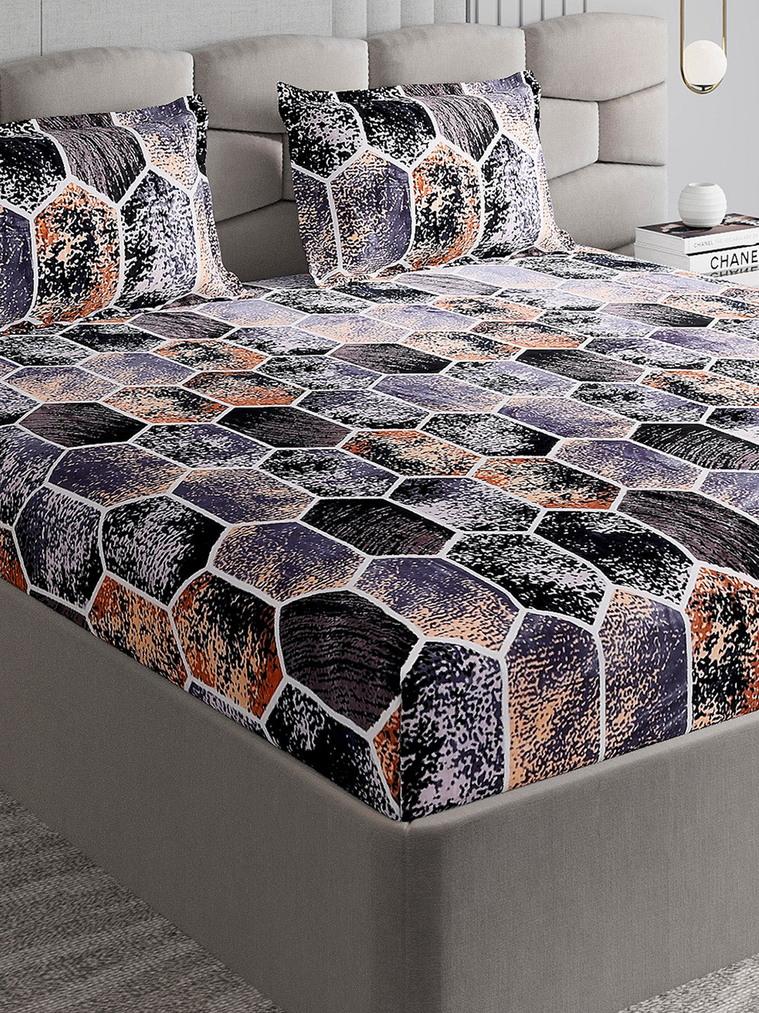 371 GSM 100% Polyester King Bed 1 Bedsheet with 2 Pillow Cover (Rubina King)