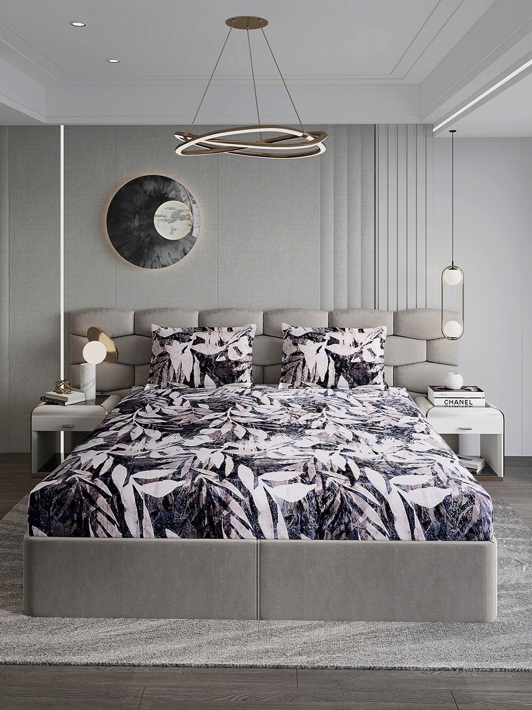 371 GSM 100% Polyester King Bed 1 Bedsheet with 2 Pillow Cover (Rubina King)