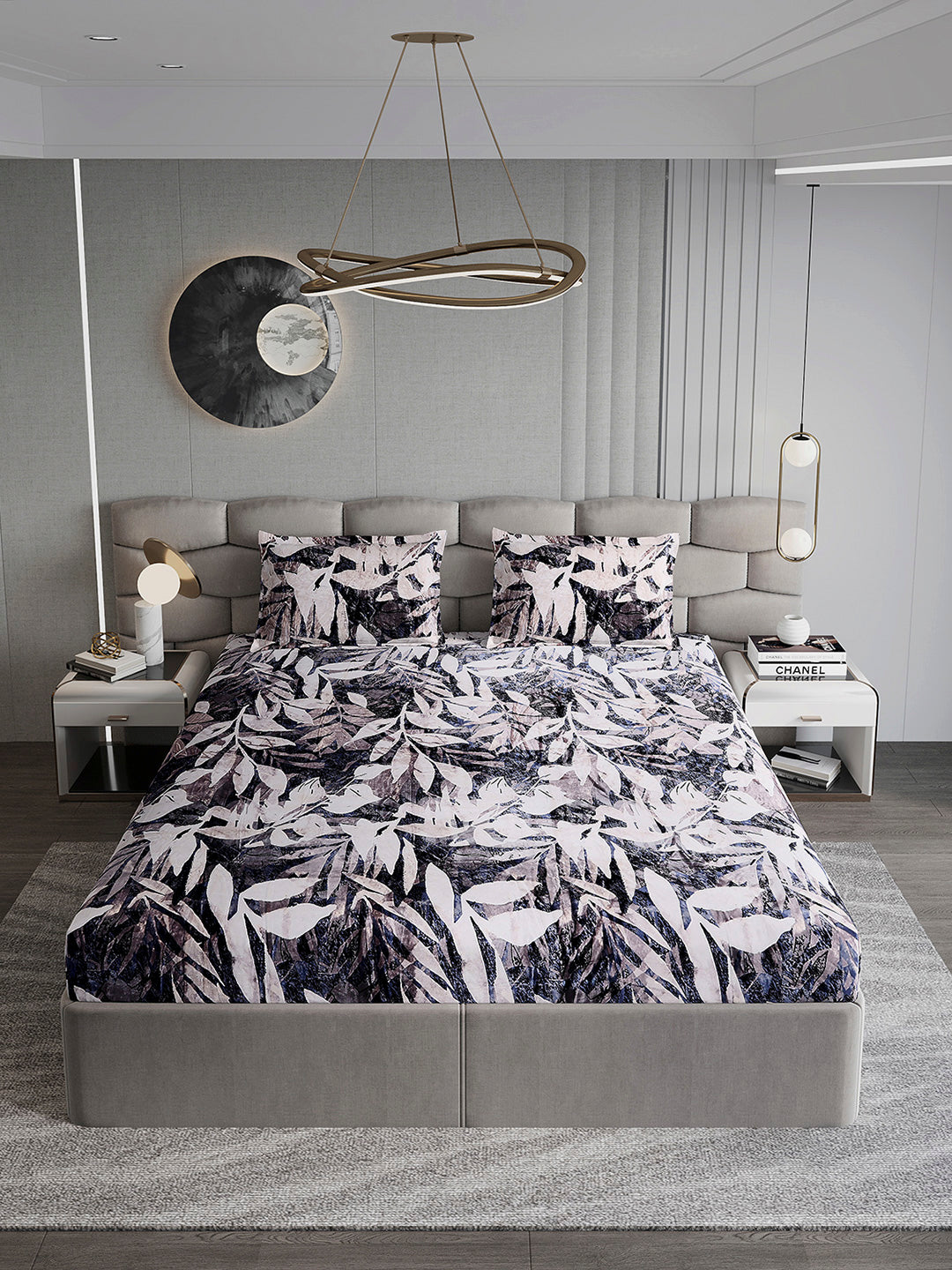 371 GSM 100% Polyester King Bed 1 Bedsheet with 2 Pillow Cover (Rubina King)