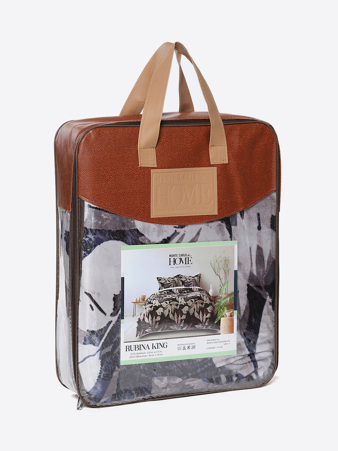 371 GSM 100% Polyester King Bed 1 Bedsheet with 2 Pillow Cover (Rubina King)