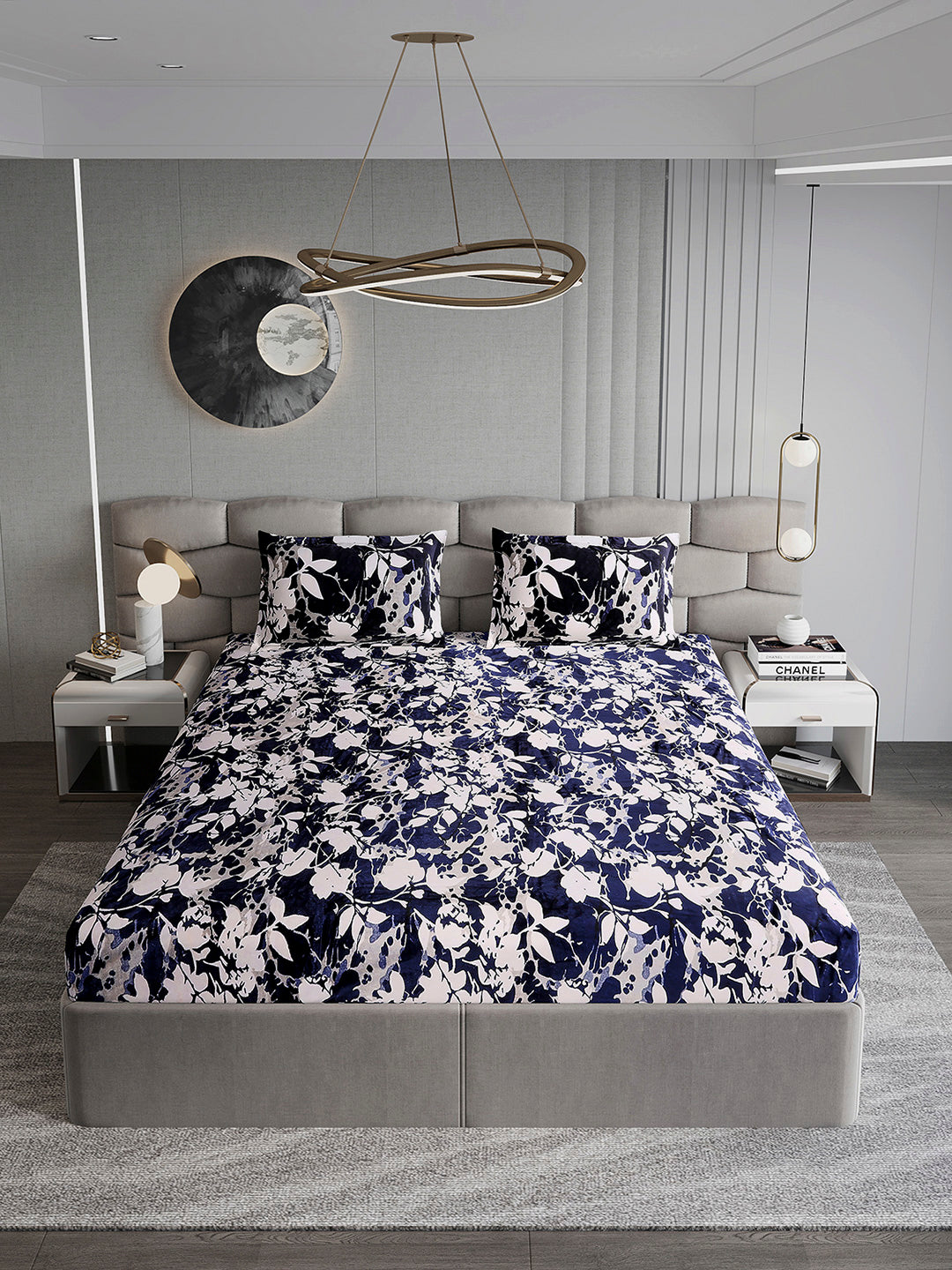 404 GSM Polyester Double Bed 1 Bedsheet with 2 Pillow Cover (Ruby Gold)
