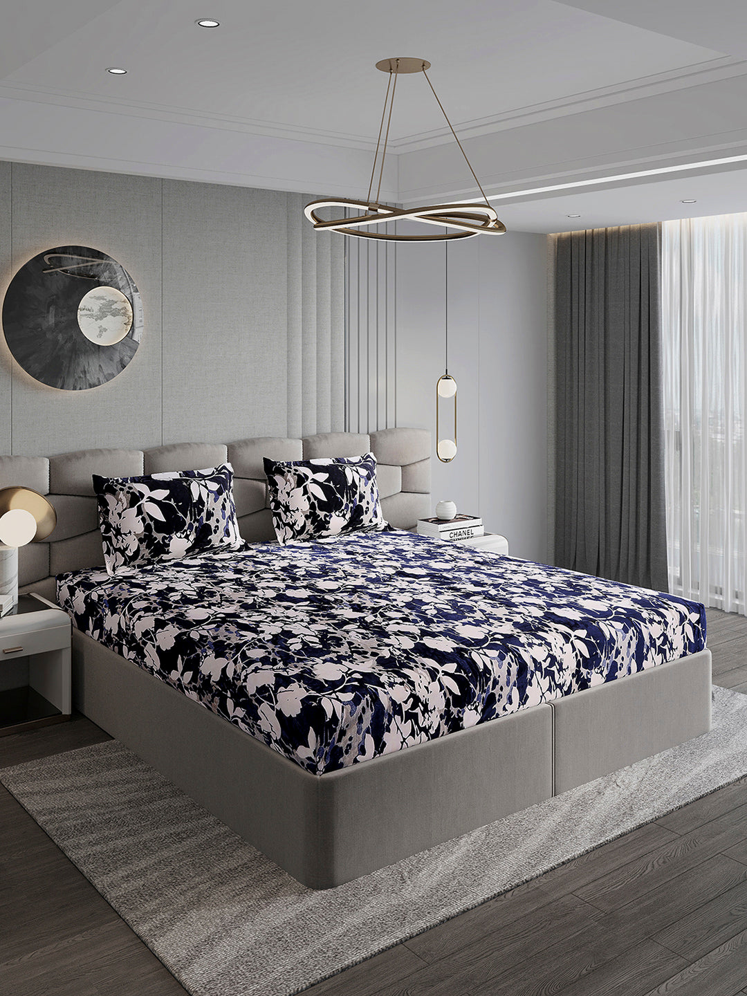 404 GSM Polyester Double Bed 1 Bedsheet with 2 Pillow Cover (Ruby Gold)