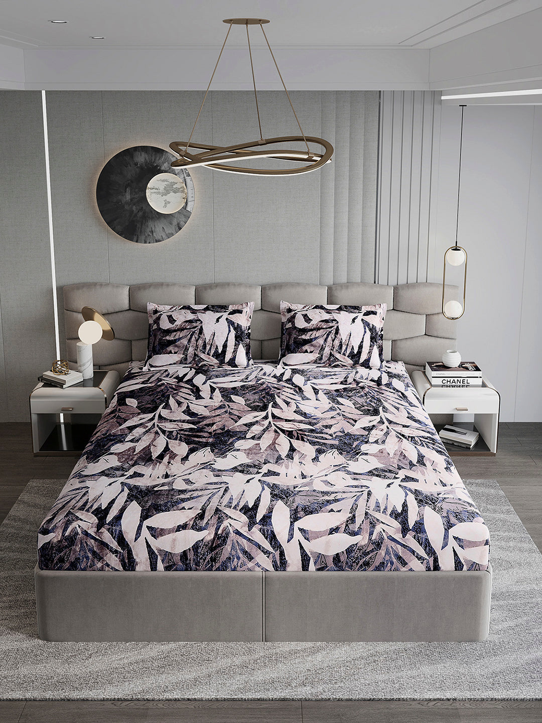 404 GSM Polyester Double Bed 1 Bedsheet with 2 Pillow Cover (Ruby Gold)