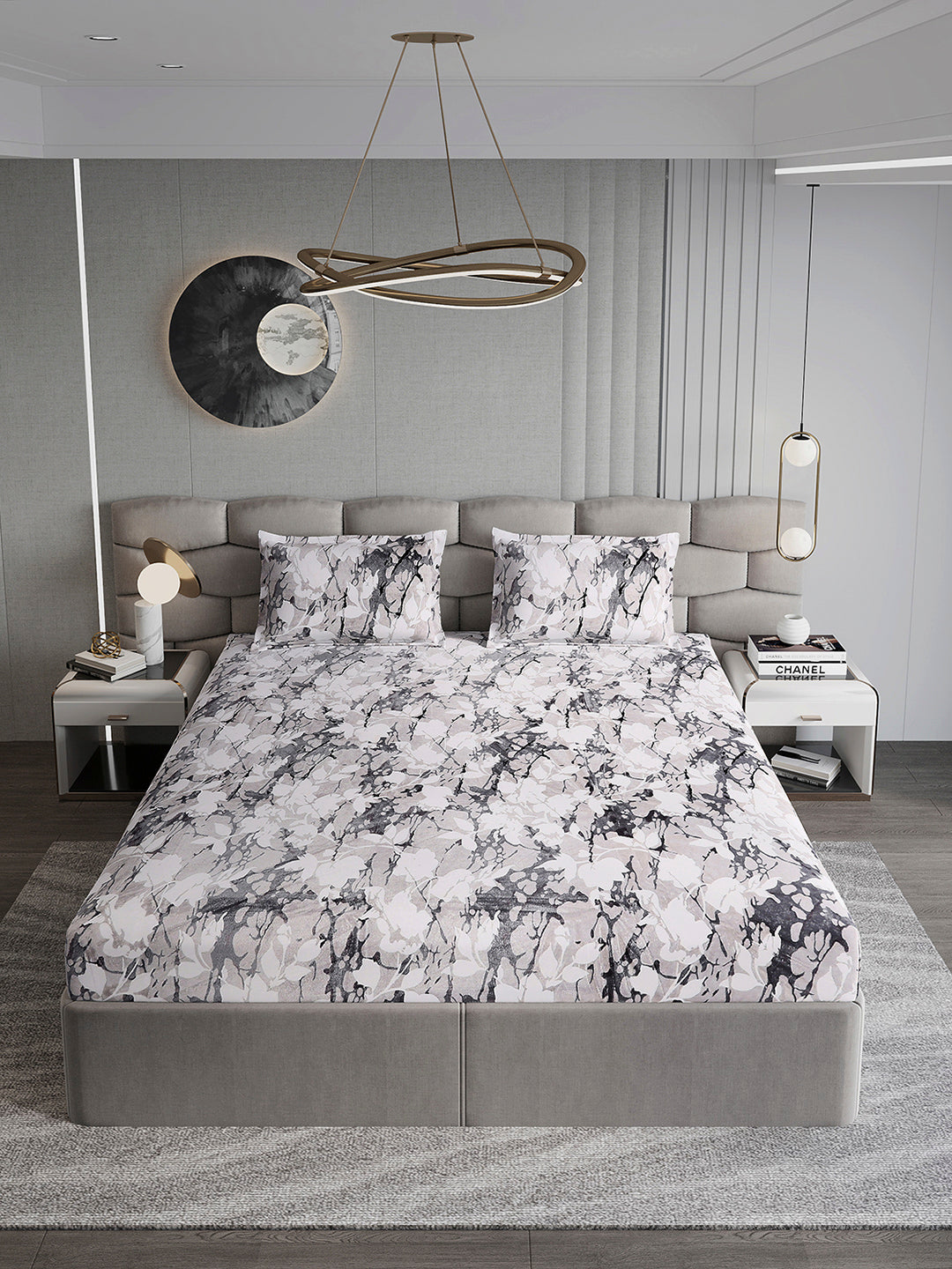 404 GSM Polyester Double Bed 1 Bedsheet with 2 Pillow Cover (Ruby Gold)