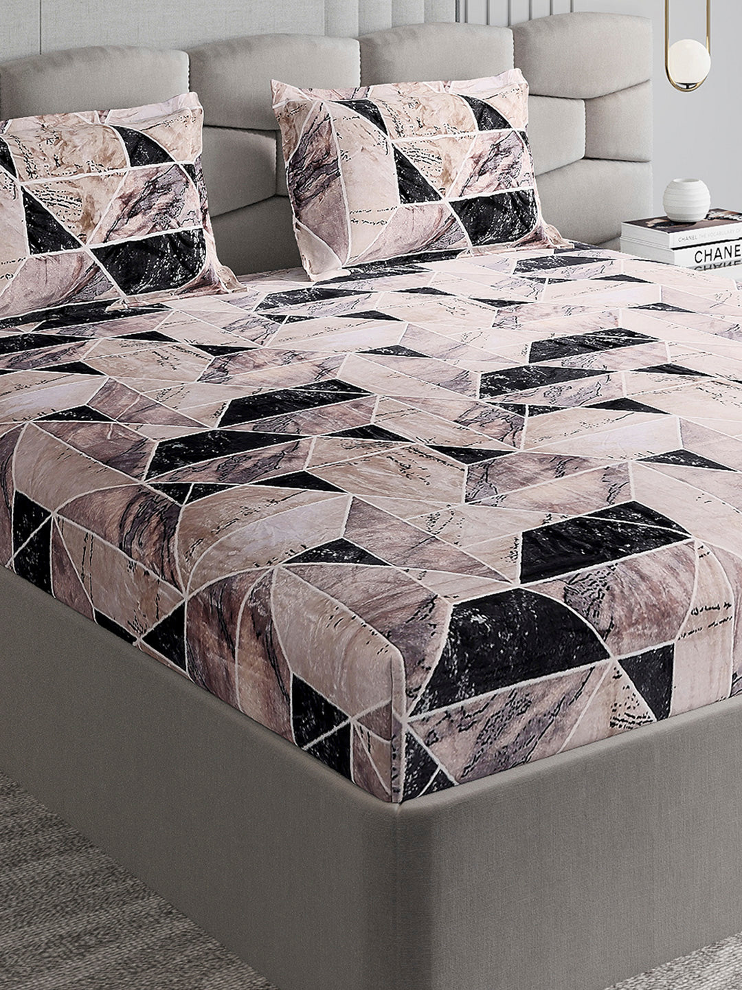 404 GSM Polyester Double Bed 1 Bedsheet with 2 Pillow Cover (Ruby Gold)