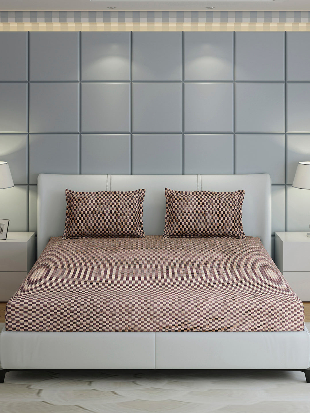 393 GSM 100% Polyester King Bed 1 Bedsheet with 2 Pillow Cover (Seven Seas)