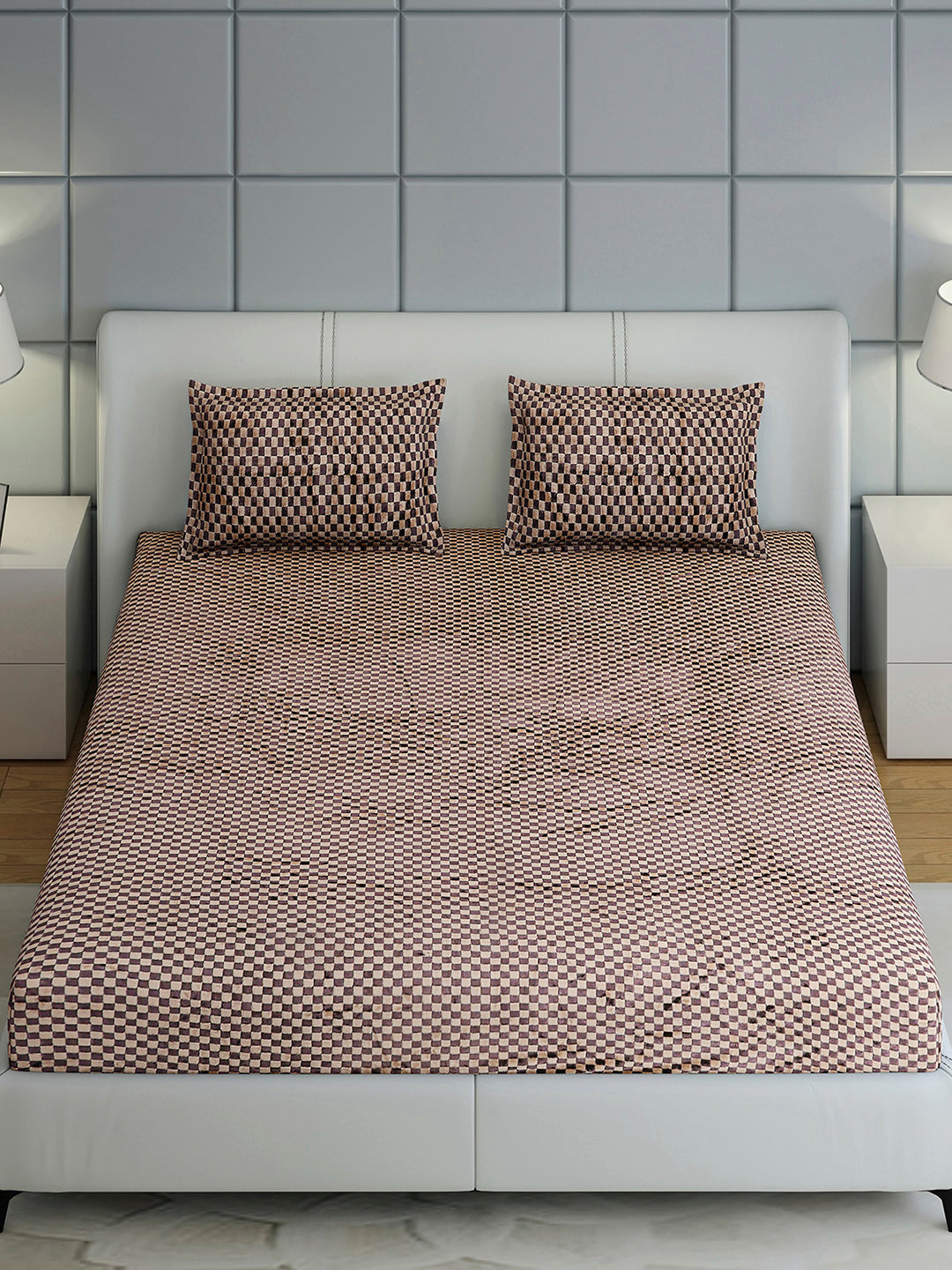 393 GSM 100% Polyester King Bed 1 Bedsheet with 2 Pillow Cover (Seven Seas)