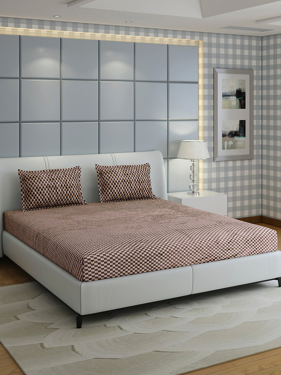 393 GSM 100% Polyester King Bed 1 Bedsheet with 2 Pillow Cover (Seven Seas)