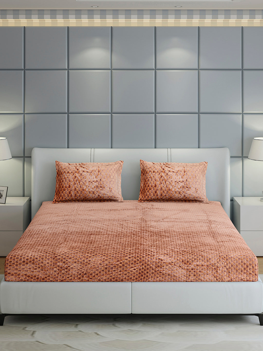 393 GSM 100% Polyester King Bed 1 Bedsheet with 2 Pillow Cover (Seven Seas)