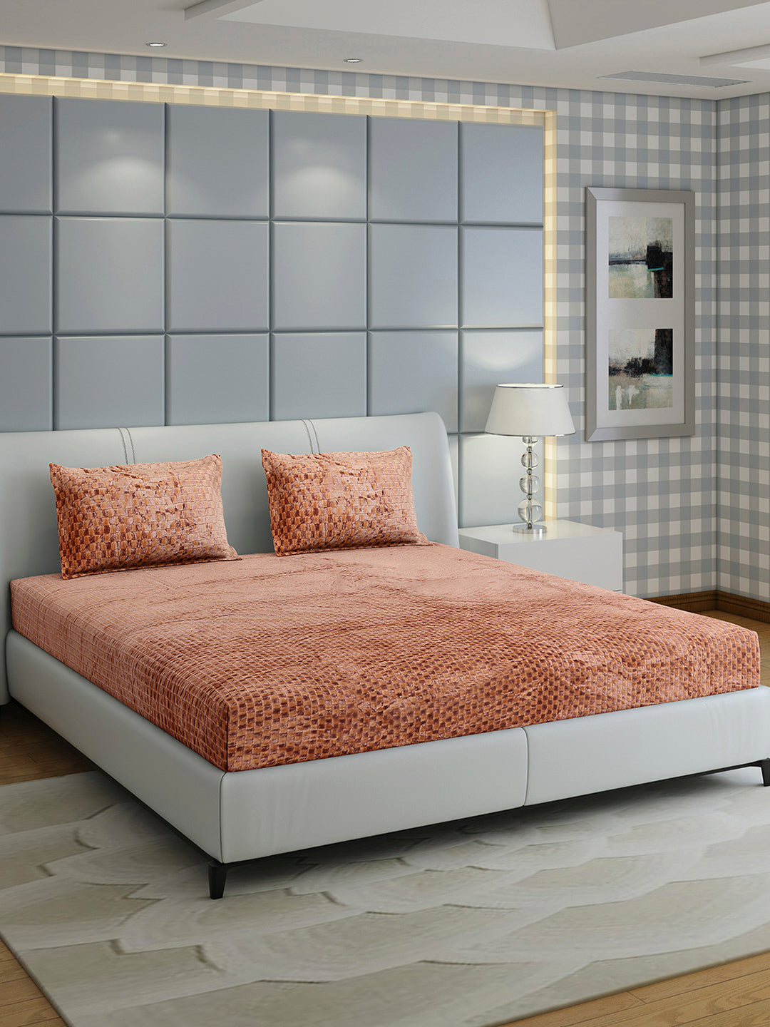 393 GSM 100% Polyester King Bed 1 Bedsheet with 2 Pillow Cover (Seven Seas)