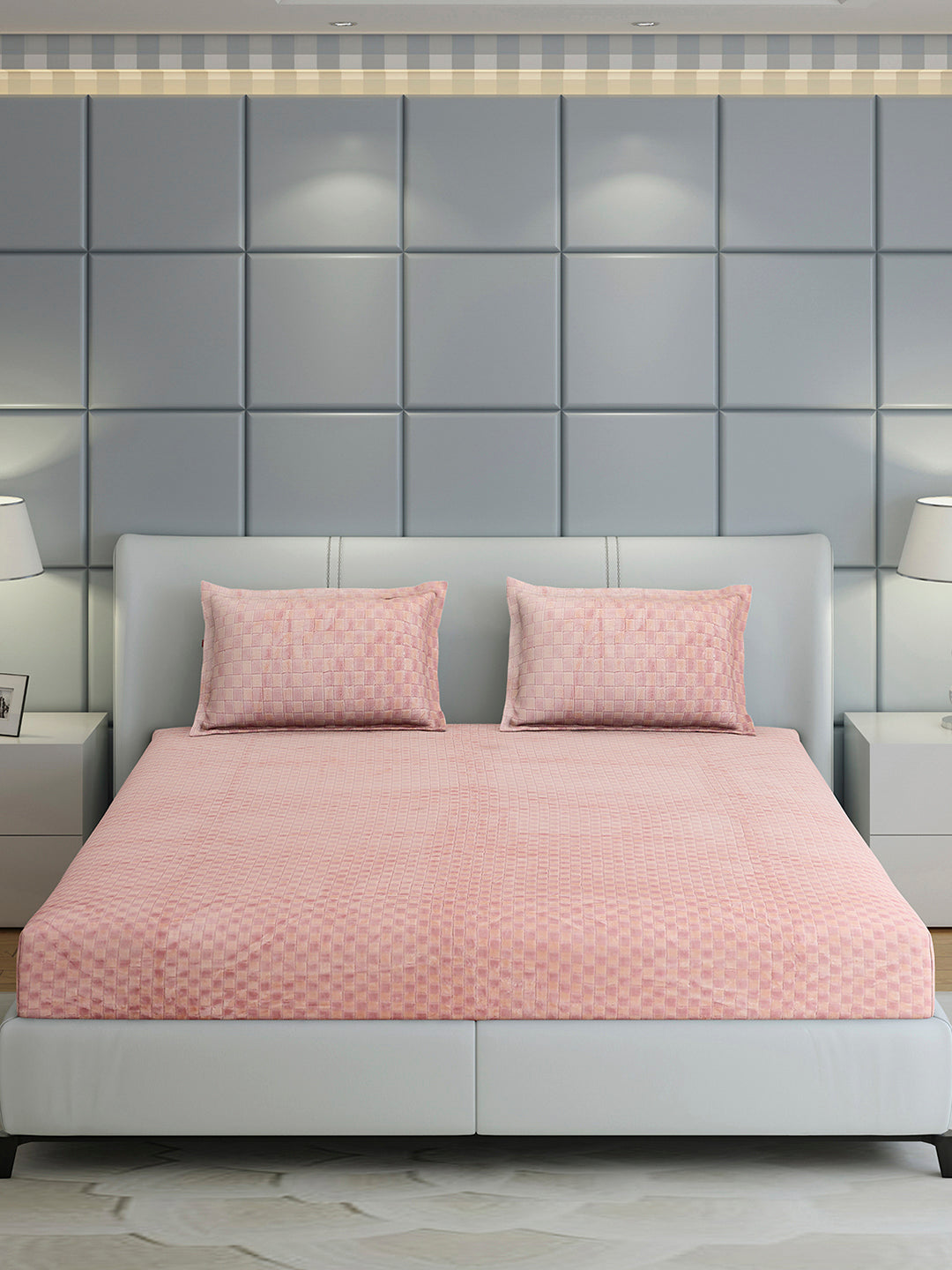 393 GSM 100% Polyester King Bed 1 Bedsheet with 2 Pillow Cover (Seven Seas)