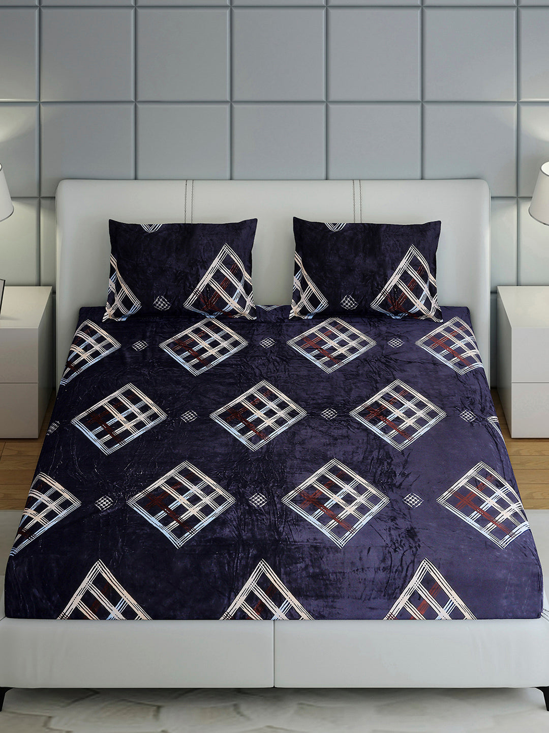 247 GSM 100% Polyester King Bed 1 Bedsheet with 2 Pillow Cover (Teresa)