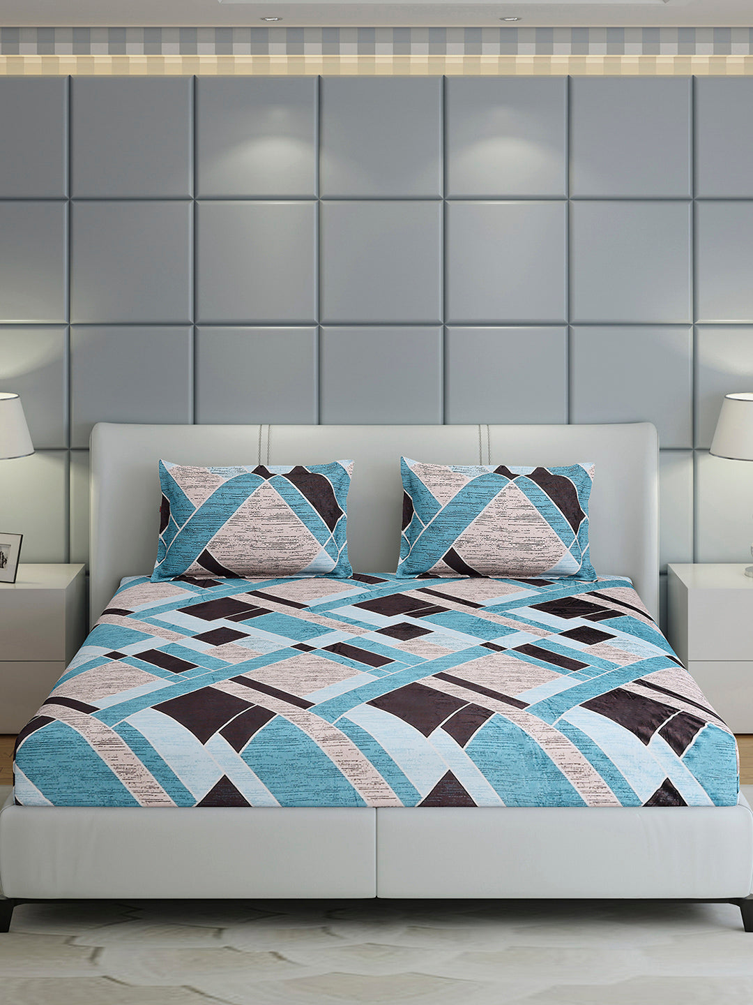 247 GSM 100% Polyester King Bed 1 Bedsheet with 2 Pillow Cover (Teresa)