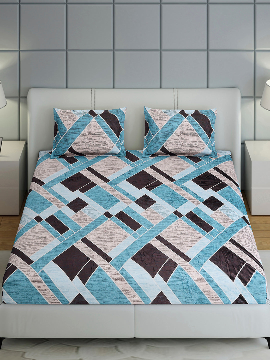 247 GSM 100% Polyester King Bed 1 Bedsheet with 2 Pillow Cover (Teresa)