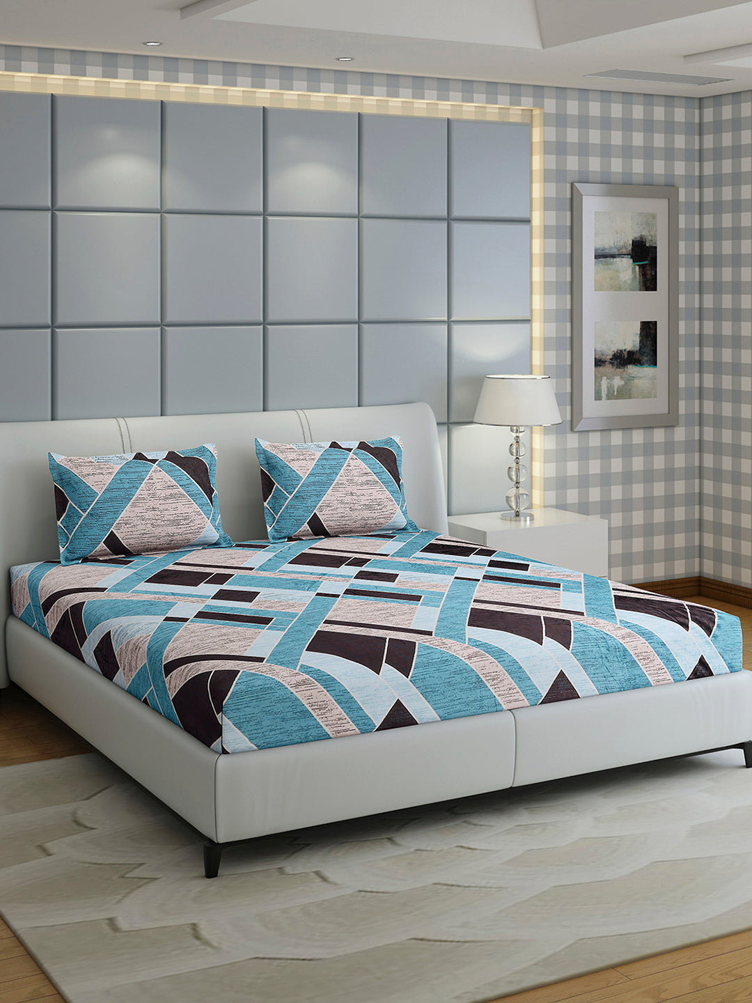 247 GSM 100% Polyester King Bed 1 Bedsheet with 2 Pillow Cover (Teresa)