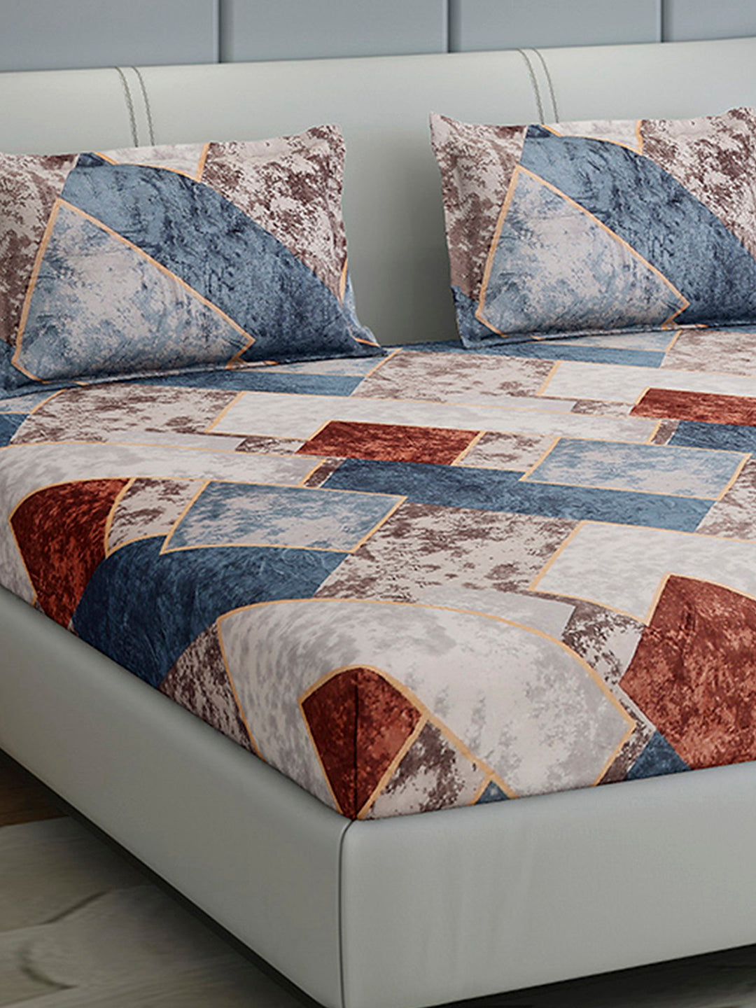 247 GSM 100% Polyester King Bed 1 Bedsheet with 2 Pillow Cover (Teresa)