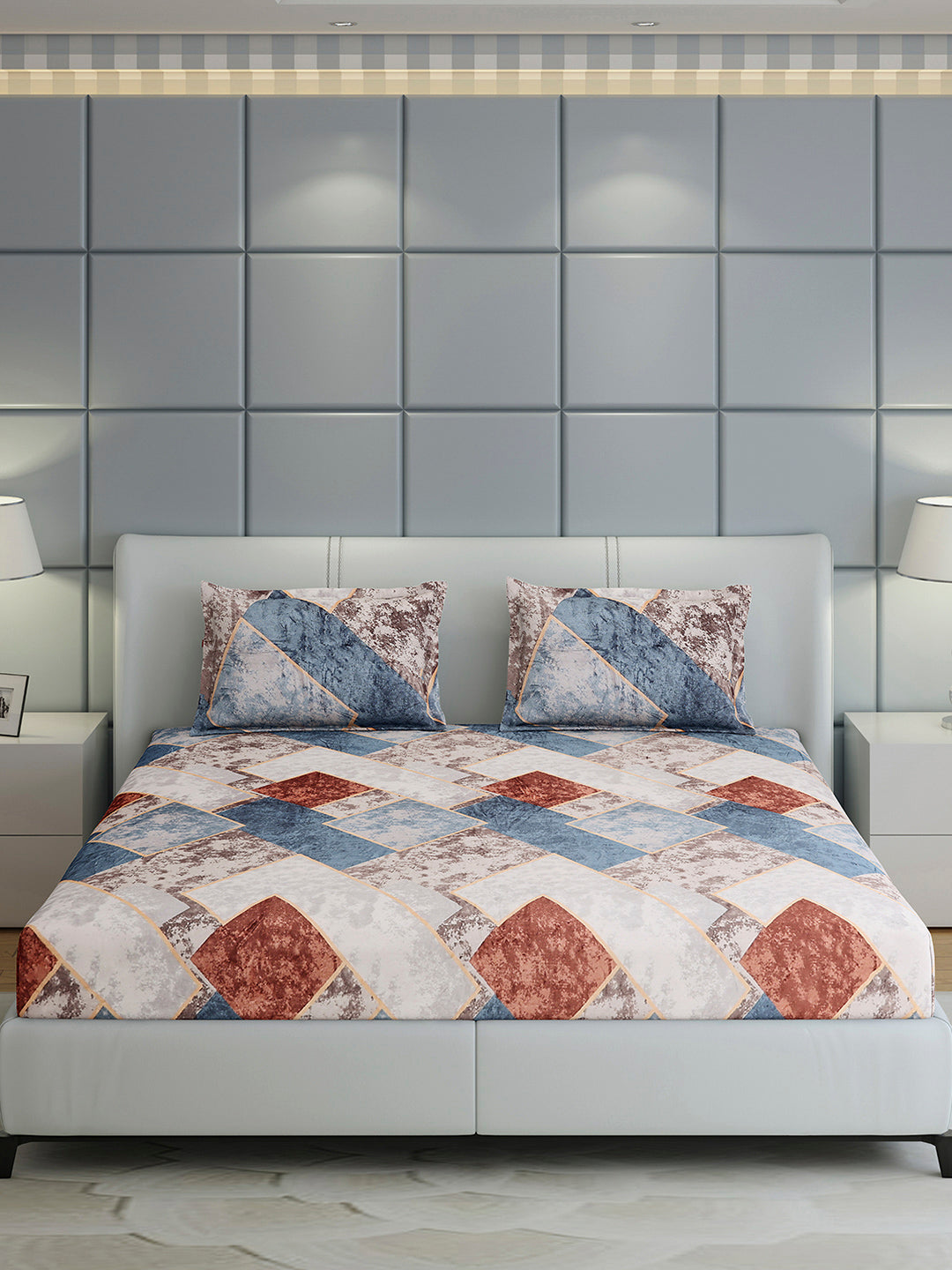 247 GSM 100% Polyester King Bed 1 Bedsheet with 2 Pillow Cover (Teresa)