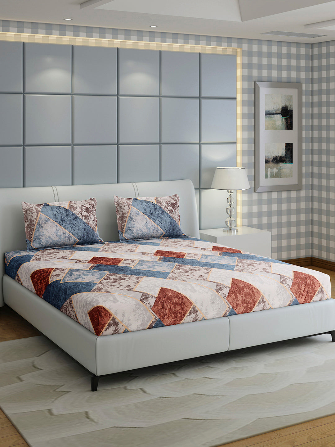 247 GSM 100% Polyester King Bed 1 Bedsheet with 2 Pillow Cover (Teresa)