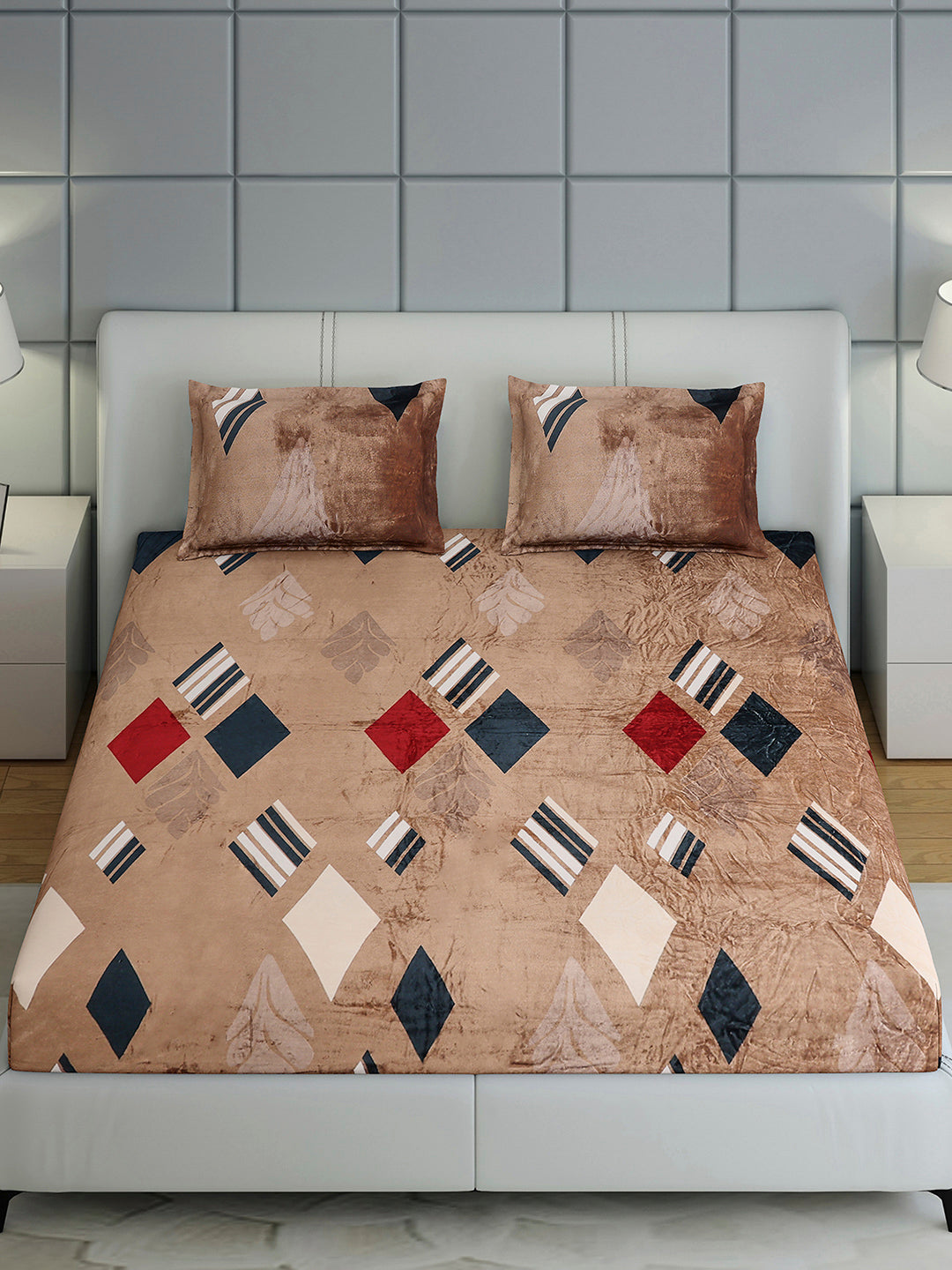 247 GSM 100% Polyester King Bed 1 Bedsheet with 2 Pillow Cover (Teresa)