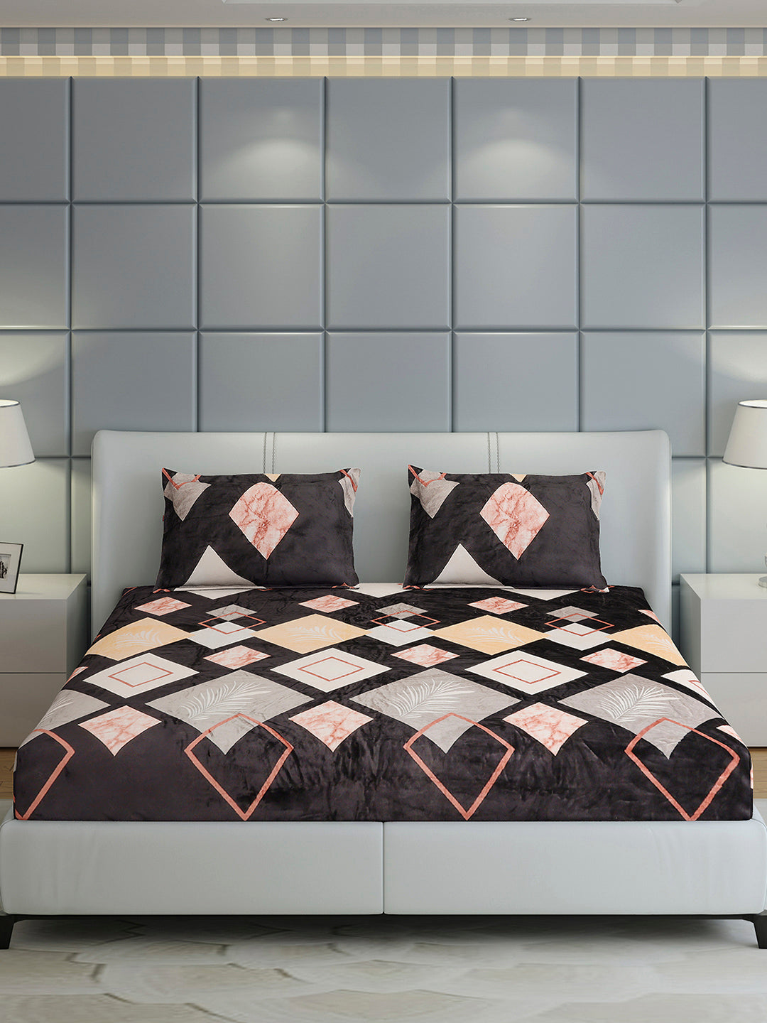 247 GSM 100% Polyester King Bed 1 Bedsheet with 2 Pillow Cover (Teresa)