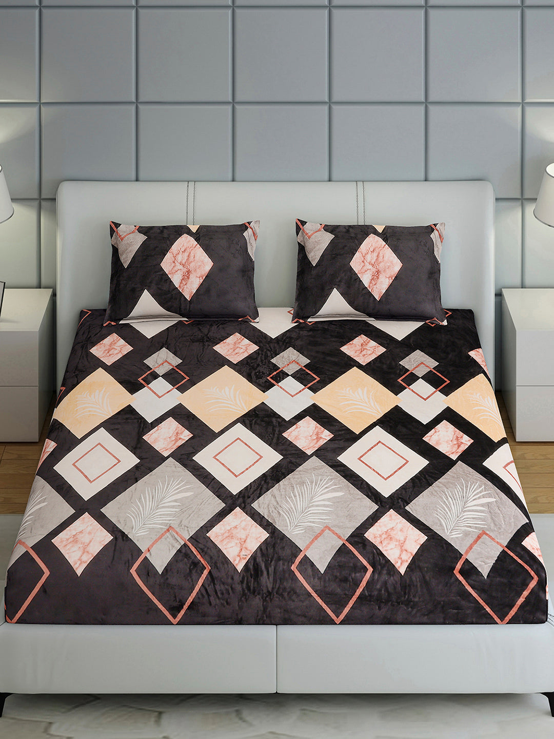 247 GSM 100% Polyester King Bed 1 Bedsheet with 2 Pillow Cover (Teresa)