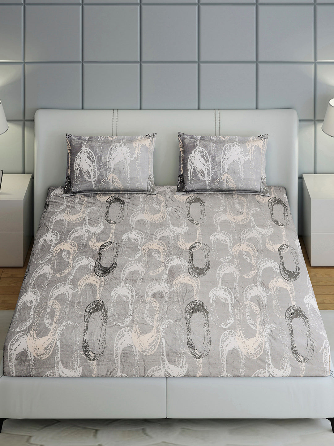 247 GSM 100% Polyester King Bed 1 Bedsheet with 2 Pillow Cover (Teresa)