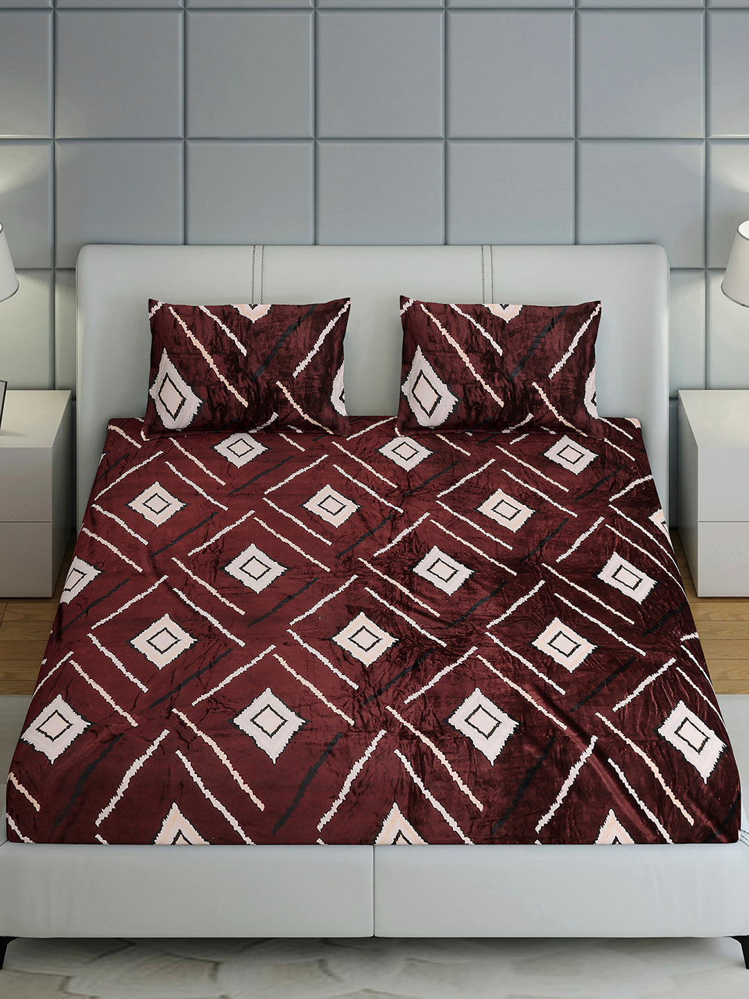 247 GSM 100% Polyester King Bed 1 Bedsheet with 2 Pillow Cover (Teresa)