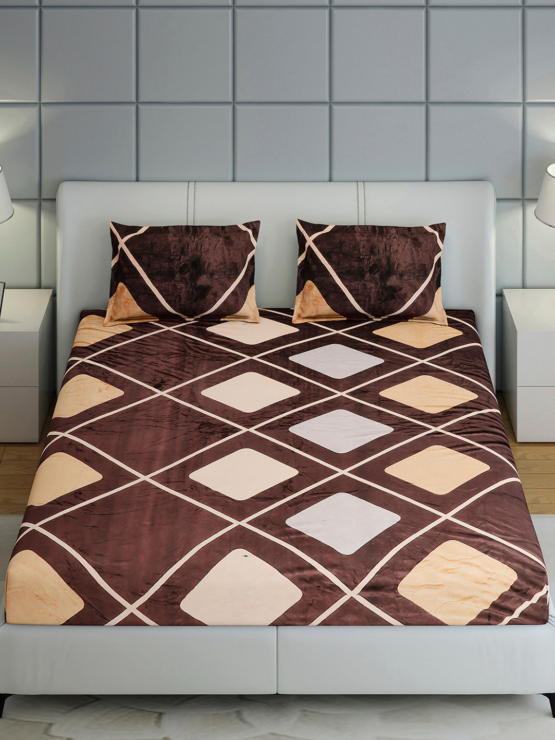 247 GSM 100% Polyester King Bed 1 Bedsheet with 2 Pillow Cover (Teresa)