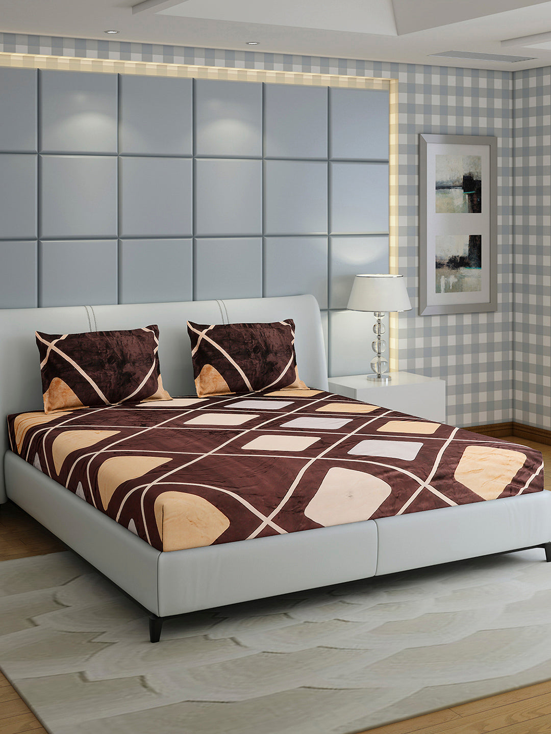 247 GSM 100% Polyester King Bed 1 Bedsheet with 2 Pillow Cover (Teresa)