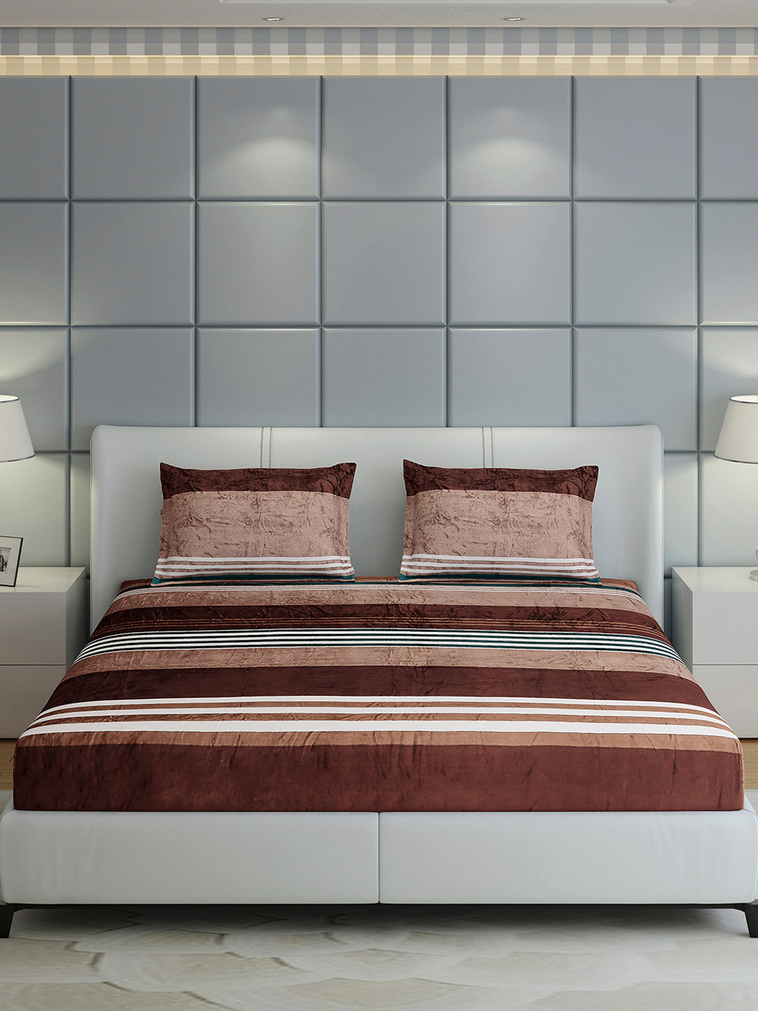 247 GSM 100% Polyester King Bed 1 Bedsheet with 2 Pillow Cover (Teresa)