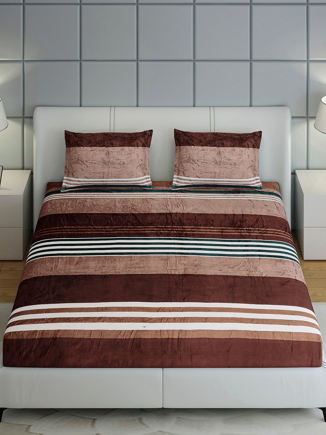 247 GSM 100% Polyester King Bed 1 Bedsheet with 2 Pillow Cover (Teresa)