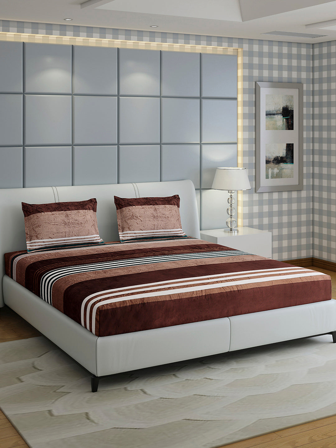 247 GSM 100% Polyester King Bed 1 Bedsheet with 2 Pillow Cover (Teresa)