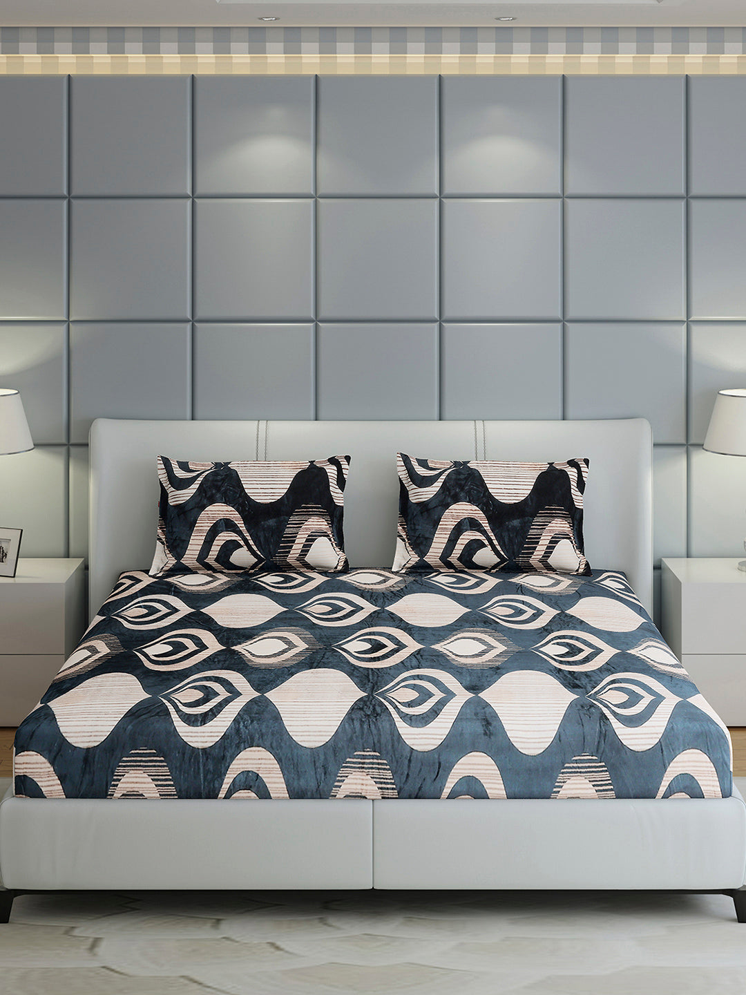 247 GSM 100% Polyester King Bed 1 Bedsheet with 2 Pillow Cover (Teresa)