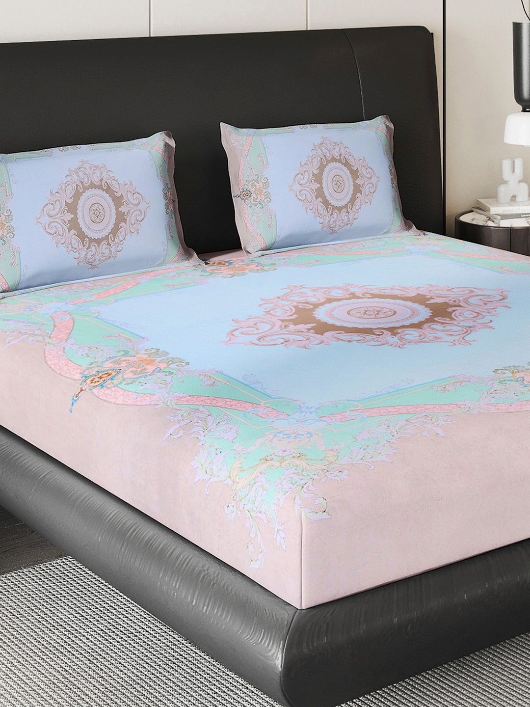 252 GSM 100% Polyester King Bed 1 Bedsheet with 2 Pillow Cover (Urban)